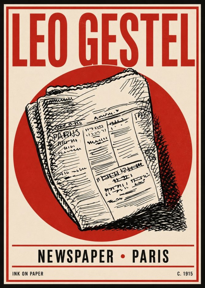 Leo Gestel Newspaper - Paris No4 - Plakát