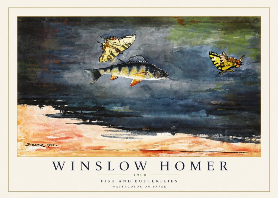 Winslow Homer Fish and Butterflies No5 - Plakát
