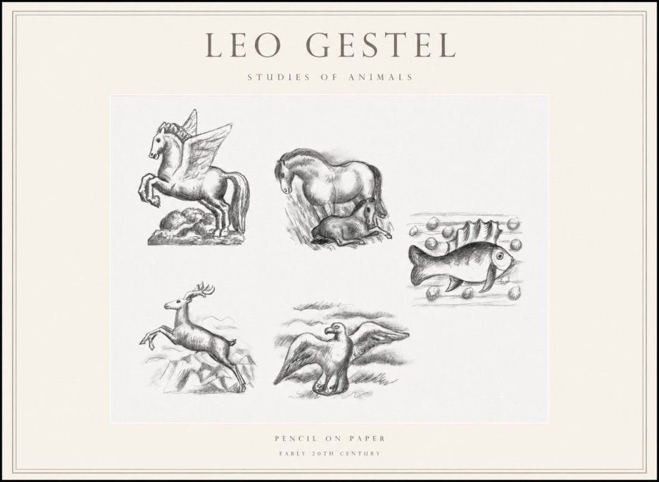 Leo Gestel Studies of Animals No1 - Plakát