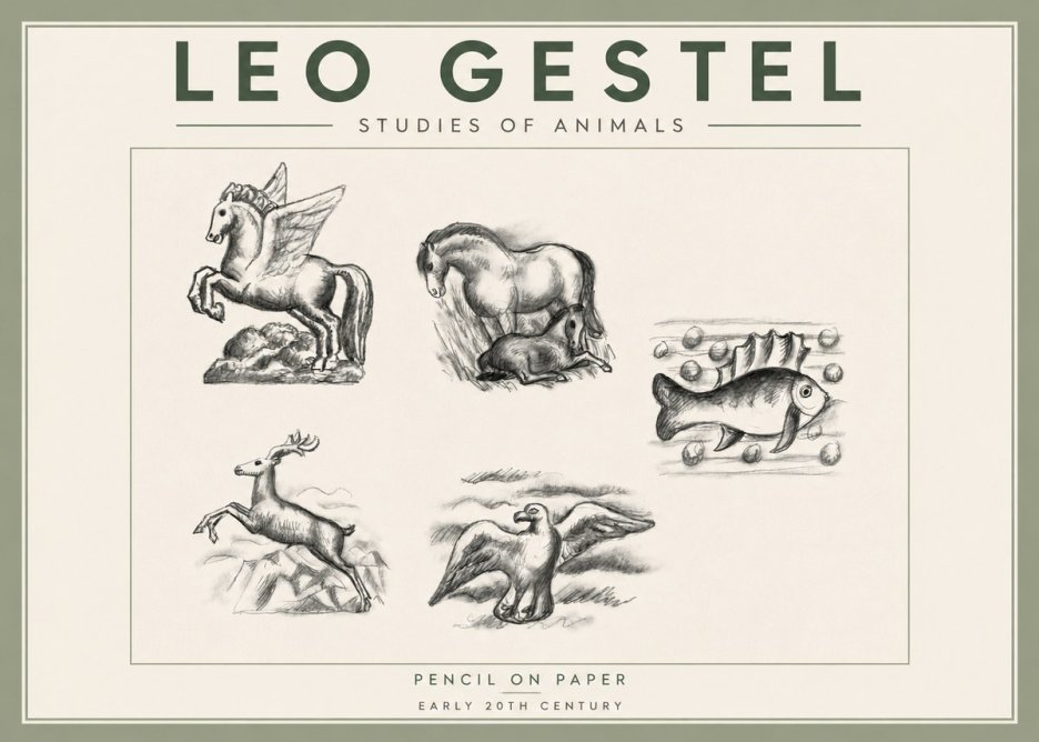 Leo Gestel Studies of Animals No3 - Plakát