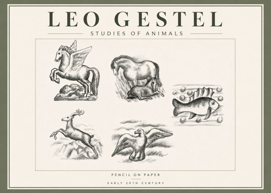 Leo Gestel Studies of Animals No5 - Plakát
