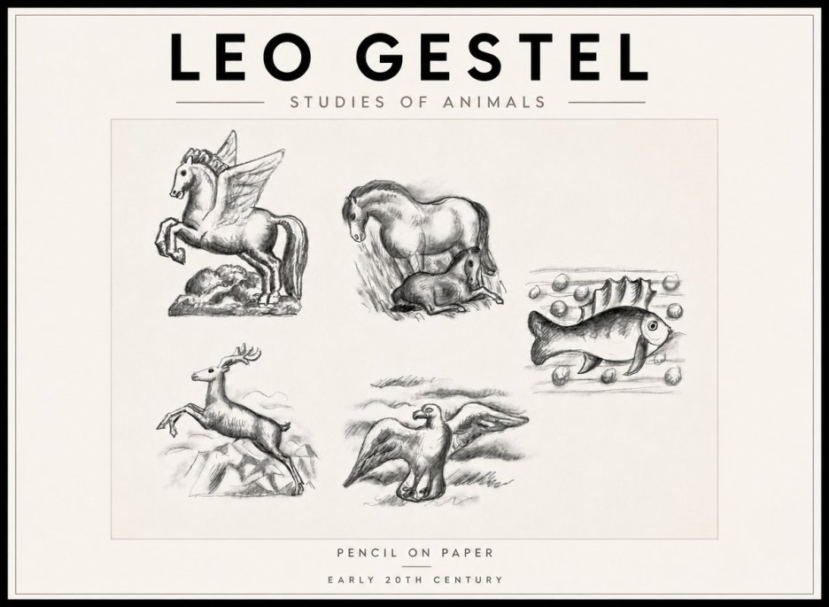 Leo Gestel Studies of Animals No6 - Plakát