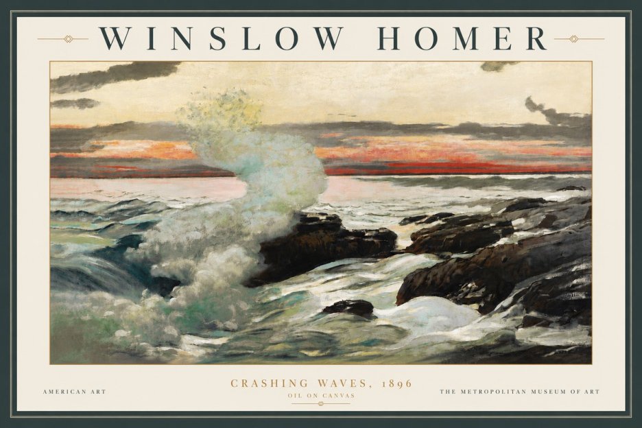 Winslow Homer Crashing Waves, 1896 No3 - Plakát
