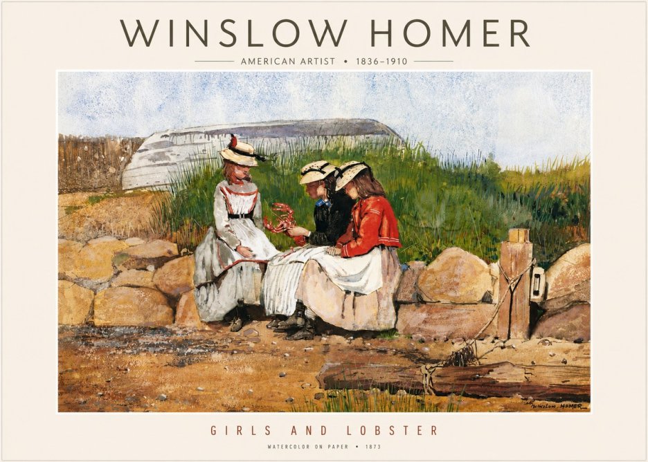 Winslow Homer Girls and Lobster No4 - Plakát