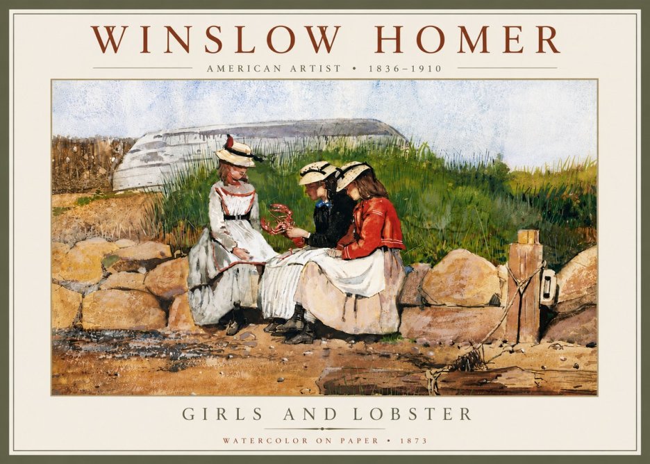 Winslow Homer Girls and Lobster No6 - Plakát
