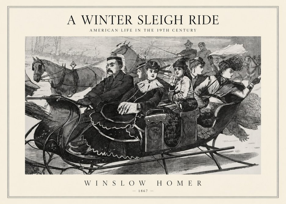 Winslow Homer A Winter Sleigh Ride - American Life in the 19Th Century No1 - Plakát