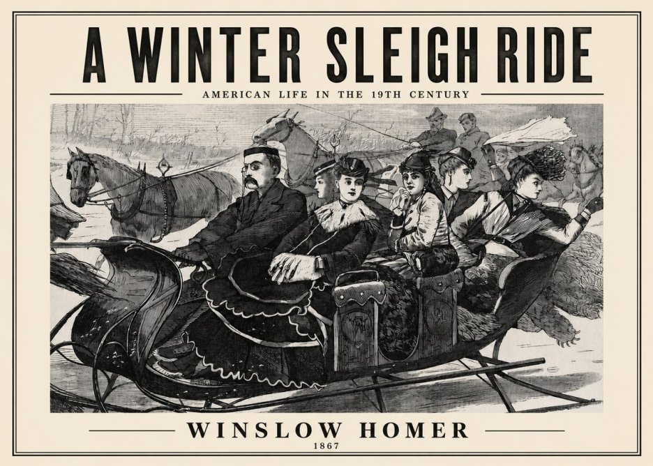 Winslow Homer A Winter Sleigh Ride - American Life in the 19Th Century No2 - Plakát