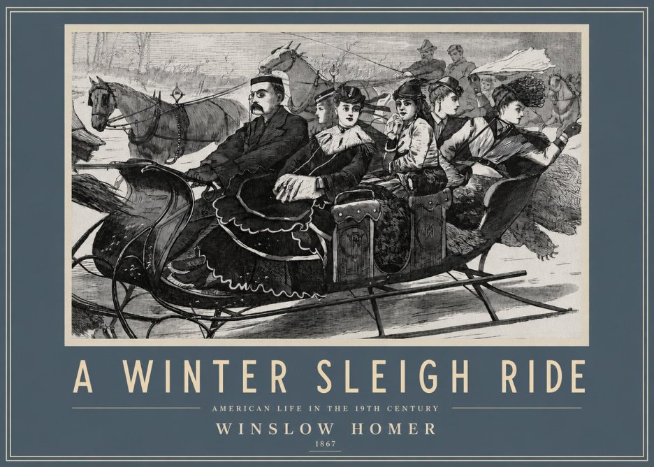 Winslow Homer A Winter Sleigh Ride - American Life in the 19Th Century No3 - Plakát