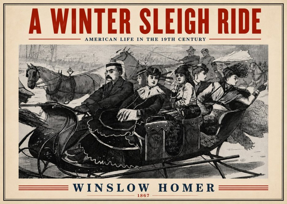 Winslow Homer A Winter Sleigh Ride - American Life in the 19Th Century No4 - Plakát