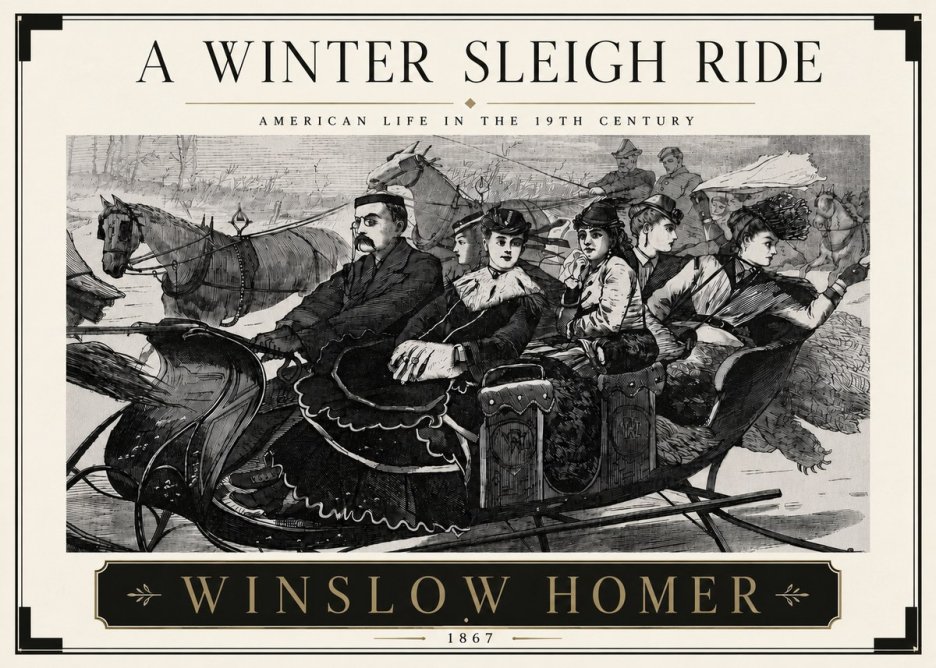 Winslow Homer A Winter Sleigh Ride - American Life in the 19Th Century No5 - Plakát