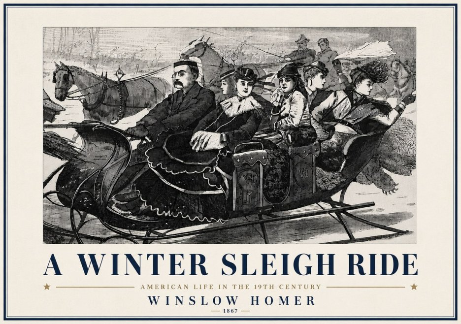 Winslow Homer A Winter Sleigh Ride - American Life in the 19Th Century No6 - Plakát