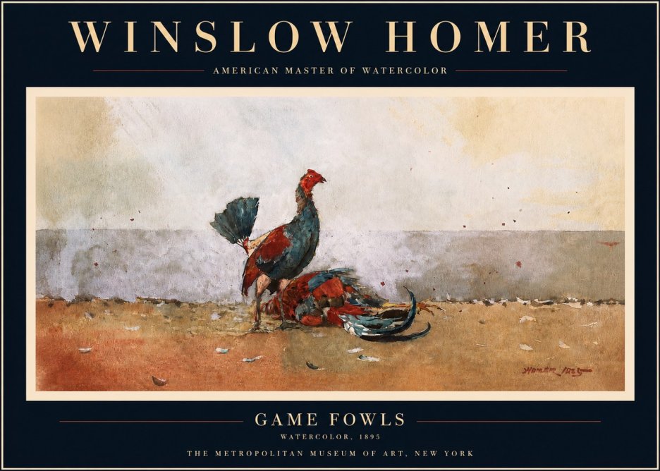 Winslow Homer Game Fowls No3 - Plakát