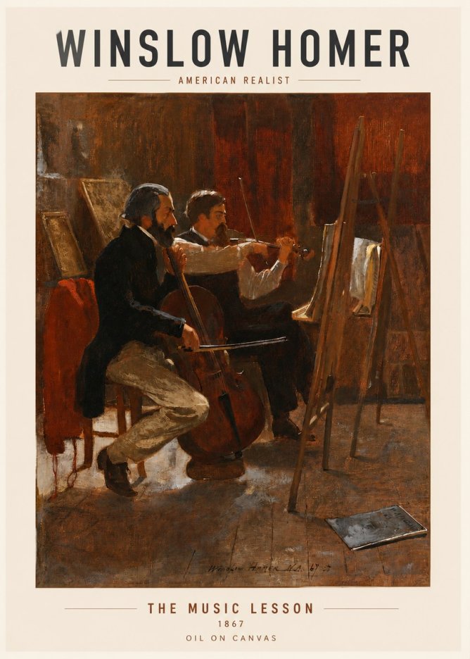 Winslow Homer The Music Lesson, 1867 No3 - Plakát