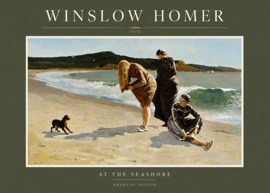 Winslow Homer At the Seashore No3 - Plakát