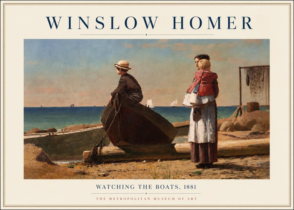 Winslow Homer Watching the Boats, 1881 No5 - Plakát