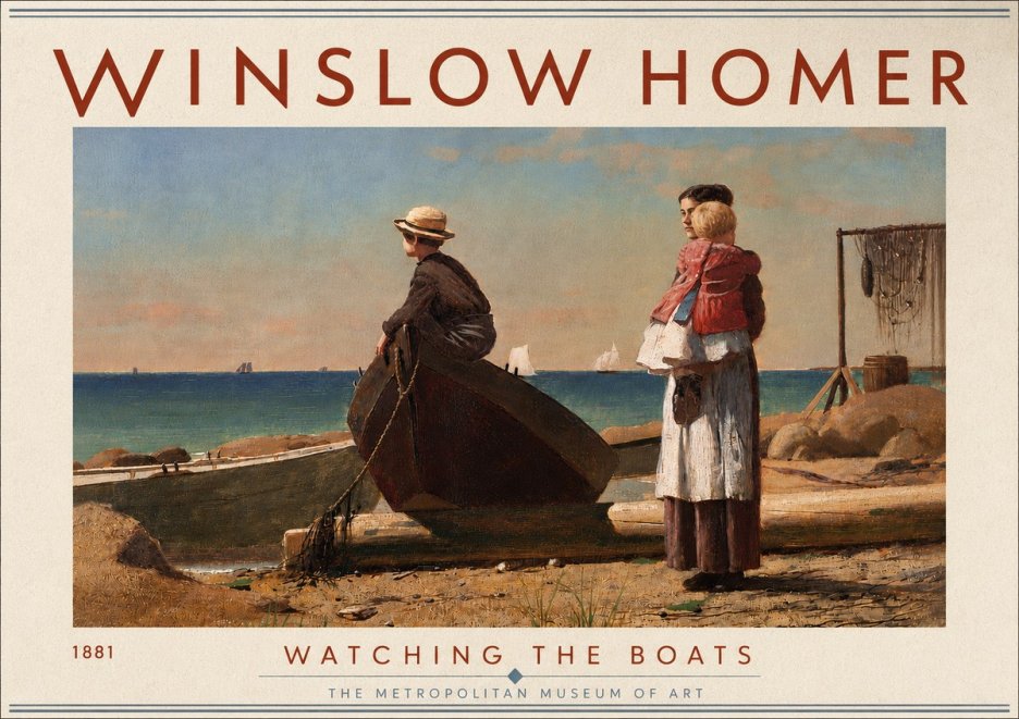 Winslow Homer Watching the Boats, 1881 No6 - Plakát