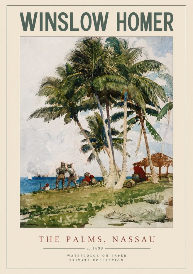 Winslow Homer The Palms, Nassau No2 - Plakát