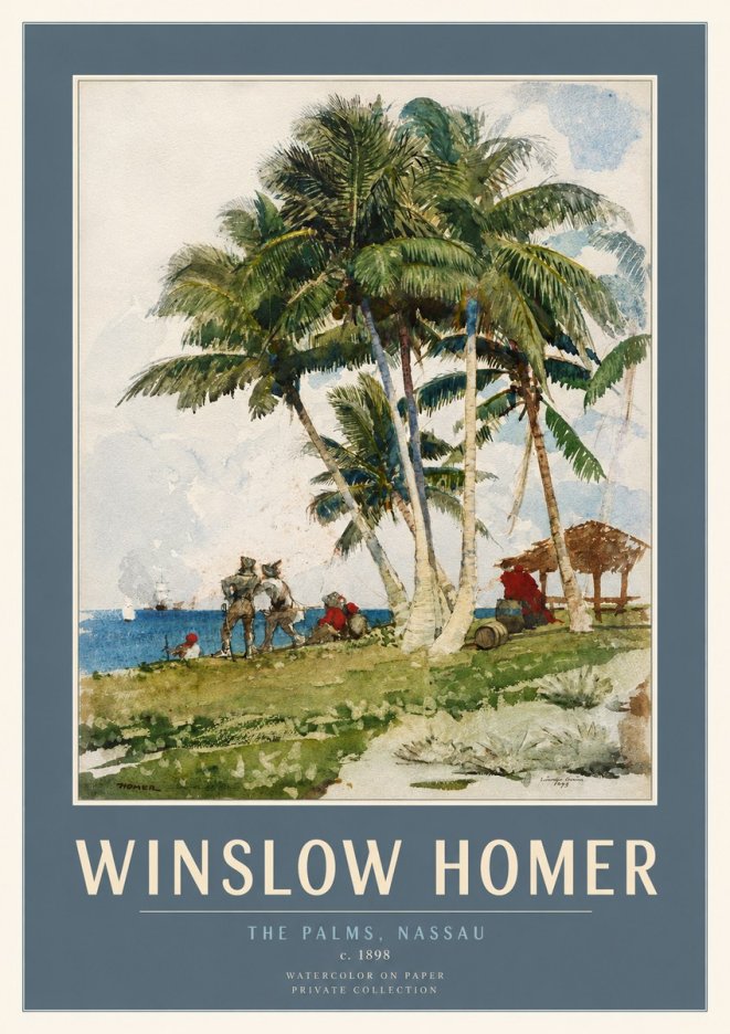 Winslow Homer The Palms, Nassau No3 - Plakát