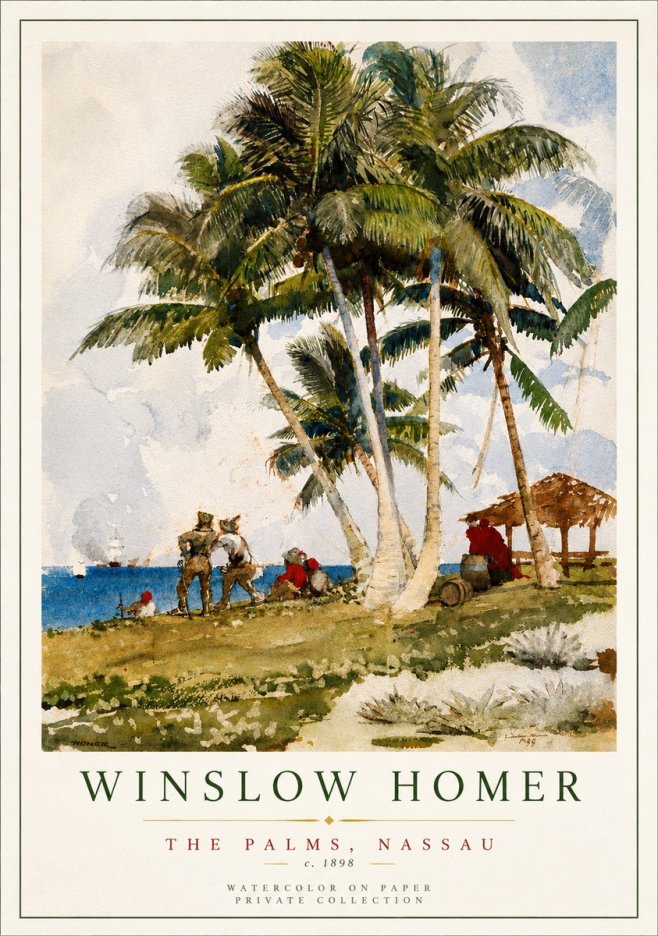 Winslow Homer The Palms, Nassau No5 - Plakát