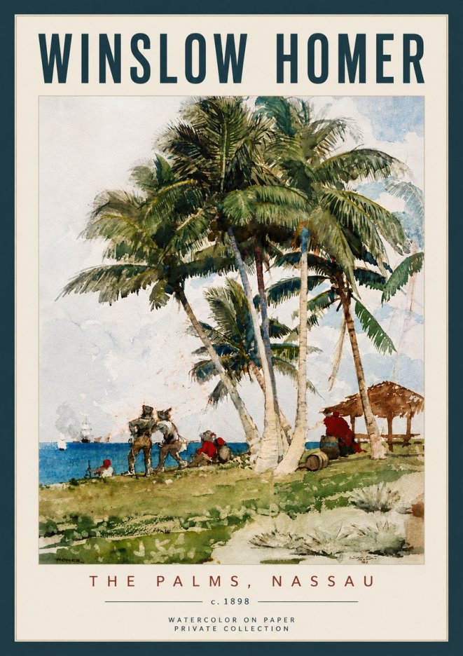Winslow Homer The Palms, Nassau No6 - Plakát