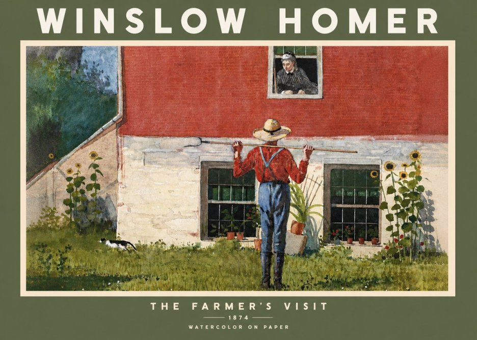 Winslow Homer Farmer with Hoe No3 - Plakát