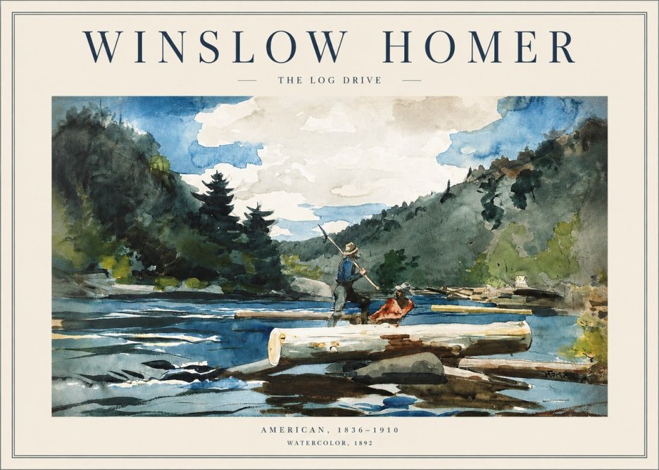 Winslow Homer The Log Drive No2 - Plakát