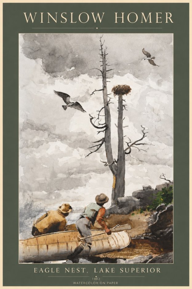 Winslow Homer Eagle Nest, Lake Superior No3 - Plakát