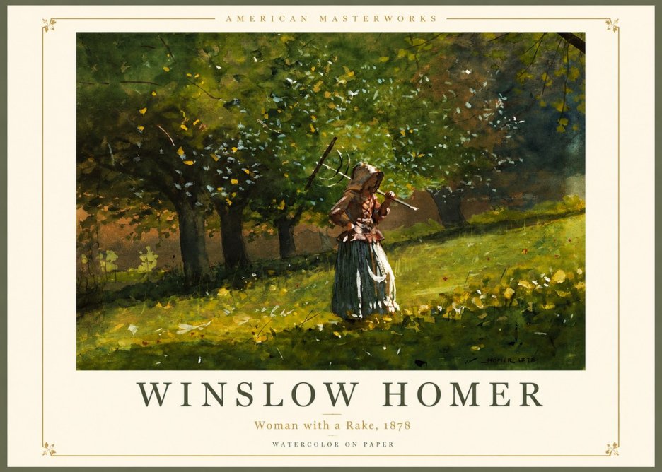 Winslow Homer Woman with a Rake, 1878 No2 - Plakát