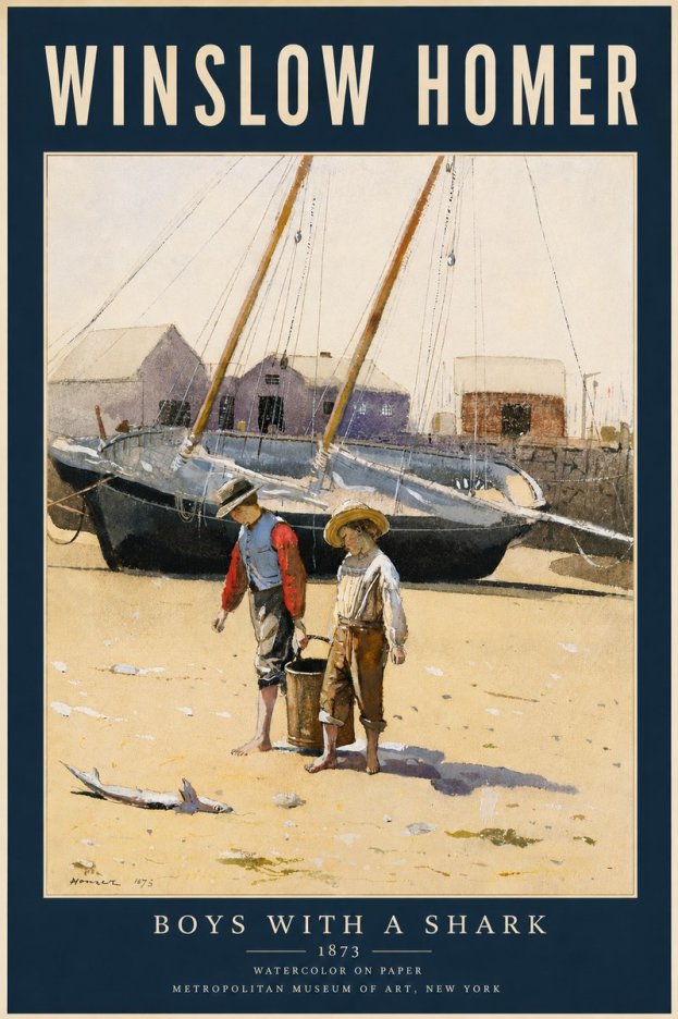Winslow Homer Boys with a Shark No5 - Plakát