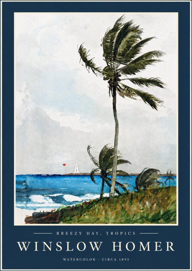 Winslow Homer Breezy Day, Tropics No2 - Plakát