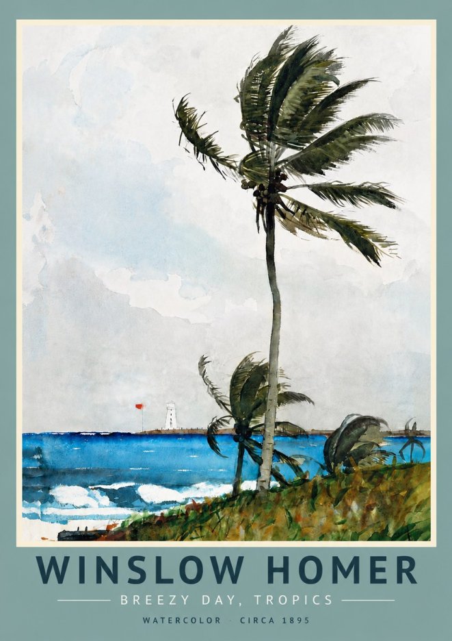 Winslow Homer Breezy Day, Tropics No3 - Plakát