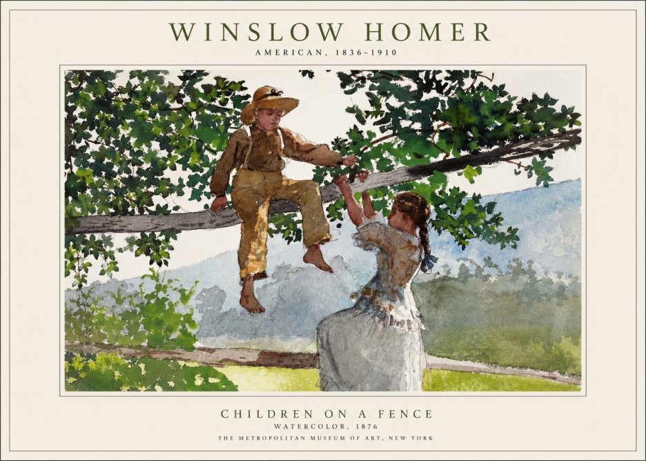 Winslow Homer Children on a Fence No1 - Plakát