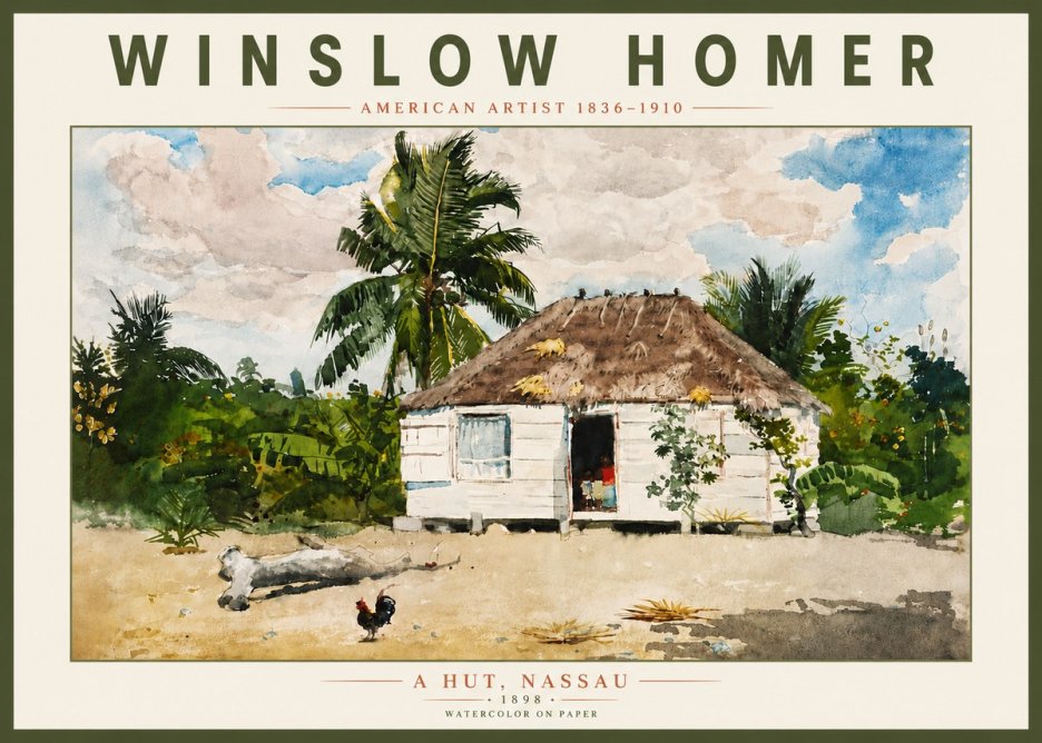 Winslow Homer A Hut, Nassau No6 - Plakát