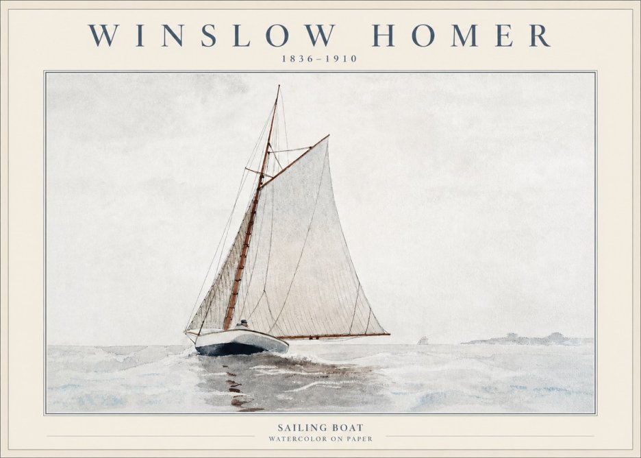 Winslow Homer Sailing Boat No2 - Plakát