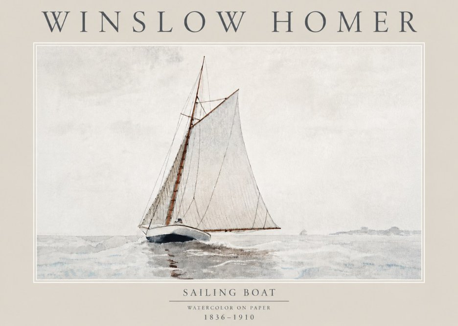Winslow Homer Sailing Boat No4 - Plakát