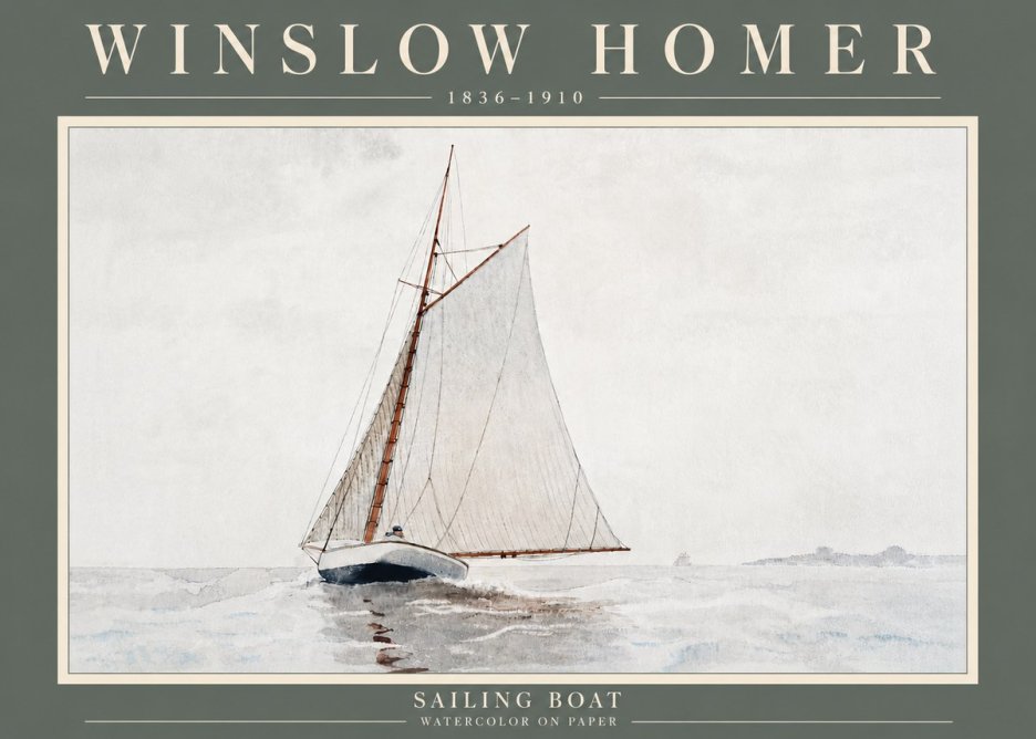 Winslow Homer Sailing Boat No5 - Plakát
