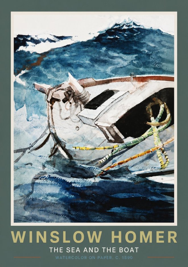 Winslow Homer The Sea and the Boat No4 - Plakát