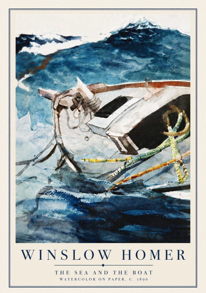 Winslow Homer The Sea and the Boat No5 - Plakát