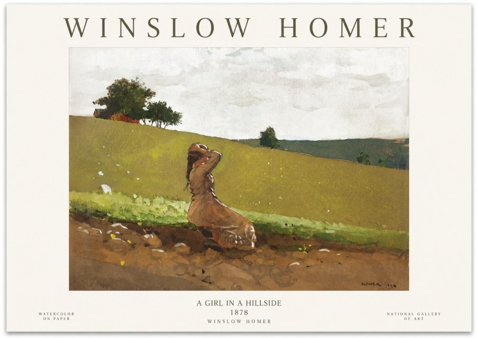 Winslow Homer A Girl in a Hillside No1 - Plakát