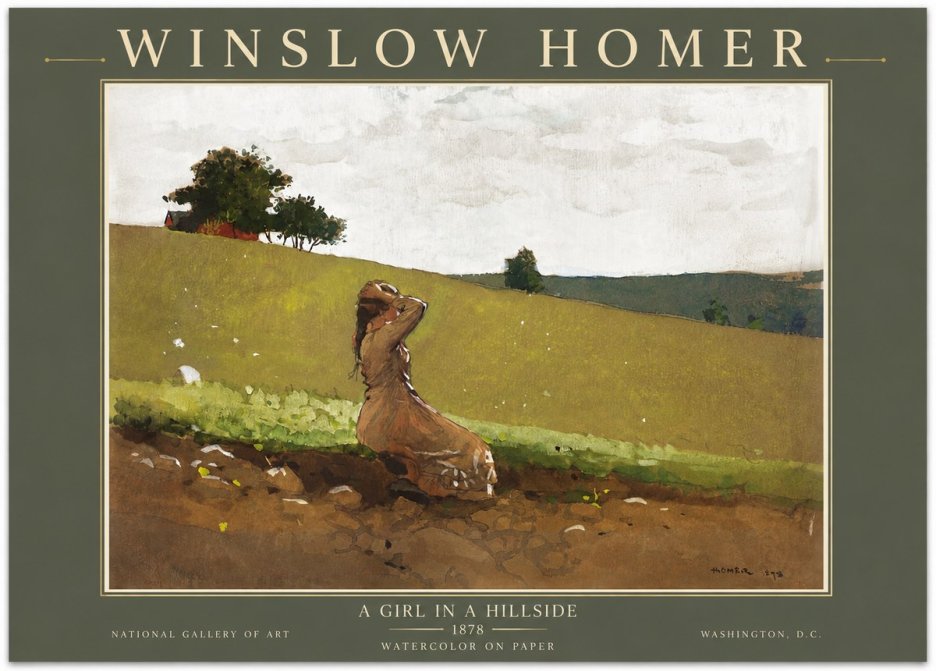 Winslow Homer A Girl in a Hillside No5 - Plakát
