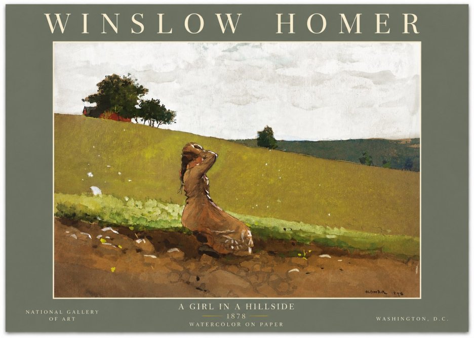 Winslow Homer A Girl in a Hillside No6 - Plakát