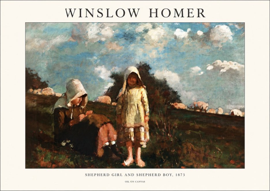 Winslow Homer Shepherd Girl and Shepherd Boy, 1873 No1 - Plakát