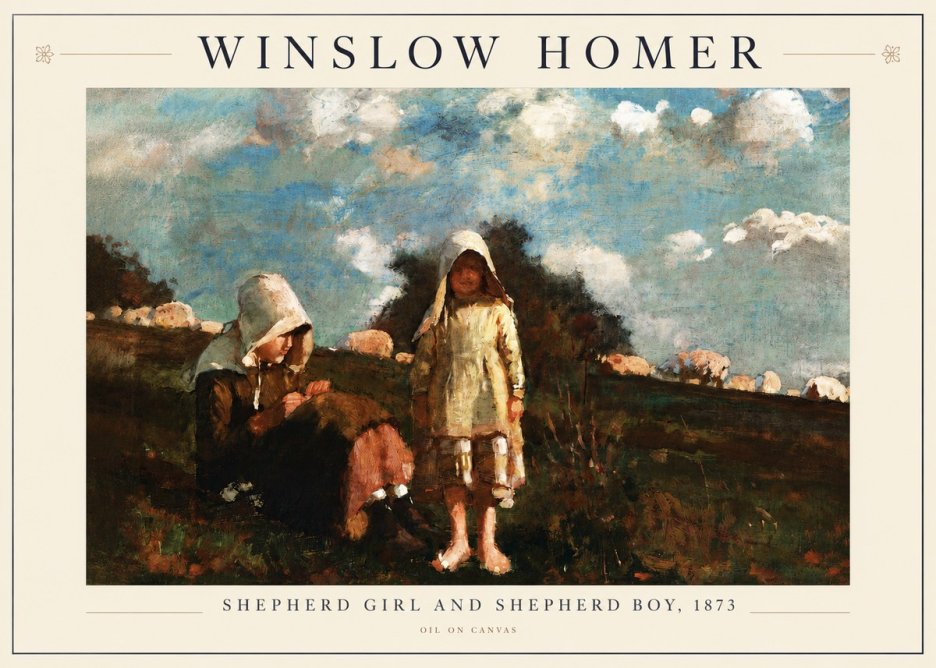 Winslow Homer Shepherd Girl and Shepherd Boy, 1873 No3 - Plakát