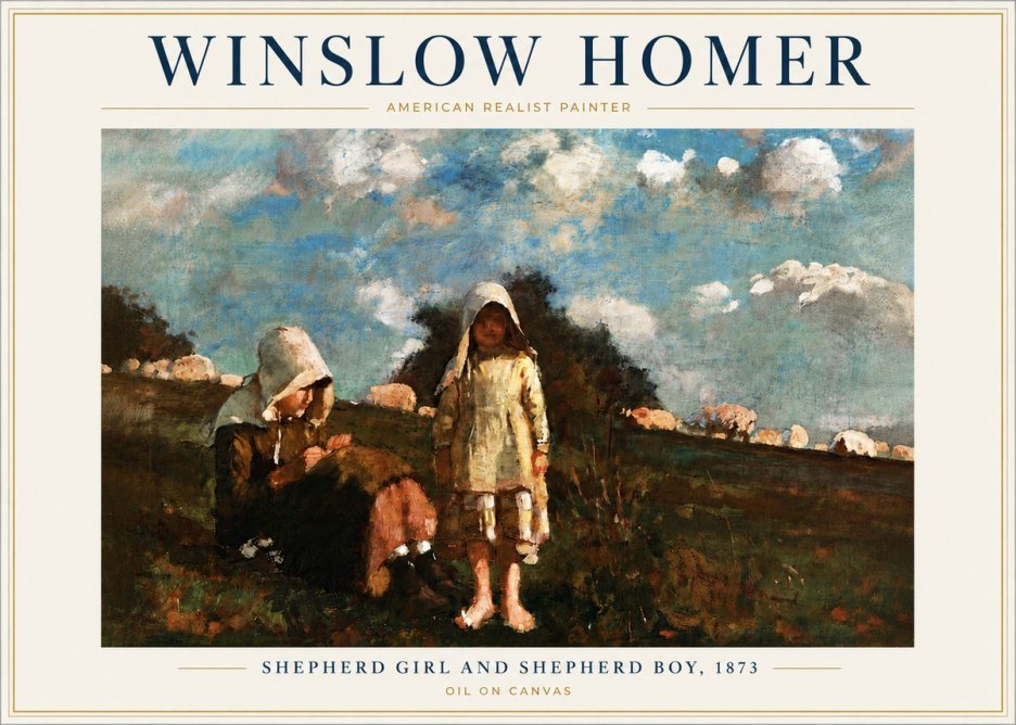 Winslow Homer Shepherd Girl and Shepherd Boy, 1873 No6 - Plakát