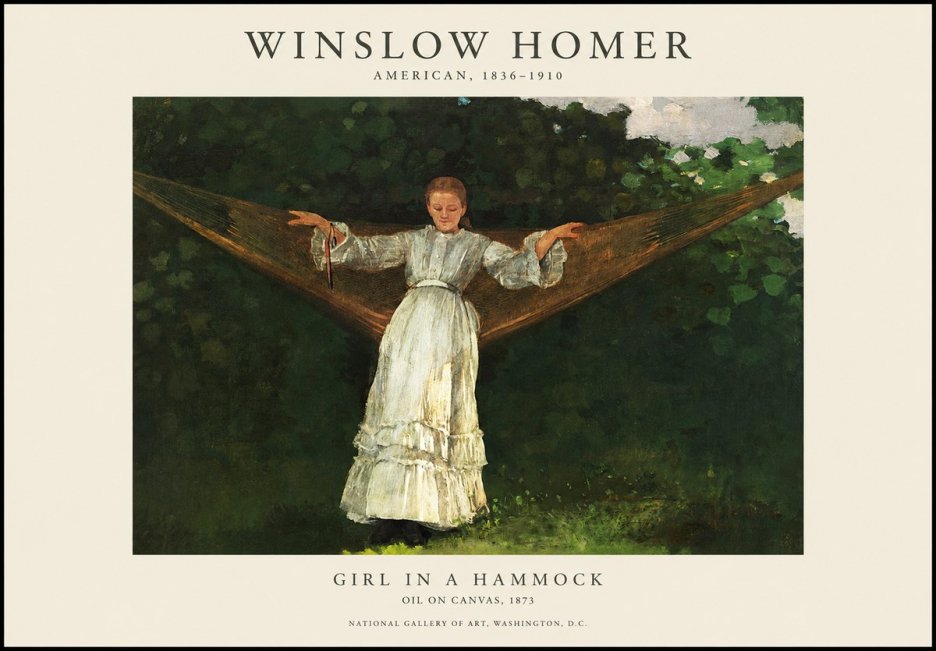 Winslow Homer Girl in a Hammock No1 - Plakát