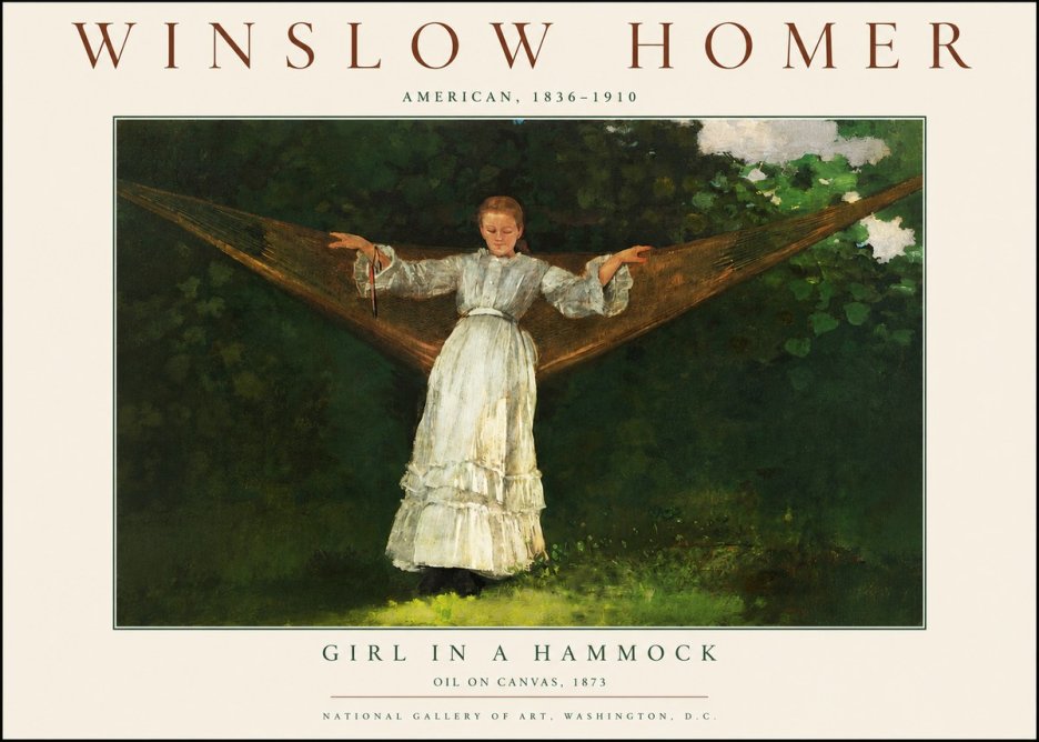 Winslow Homer Girl in a Hammock No3 - Plakát