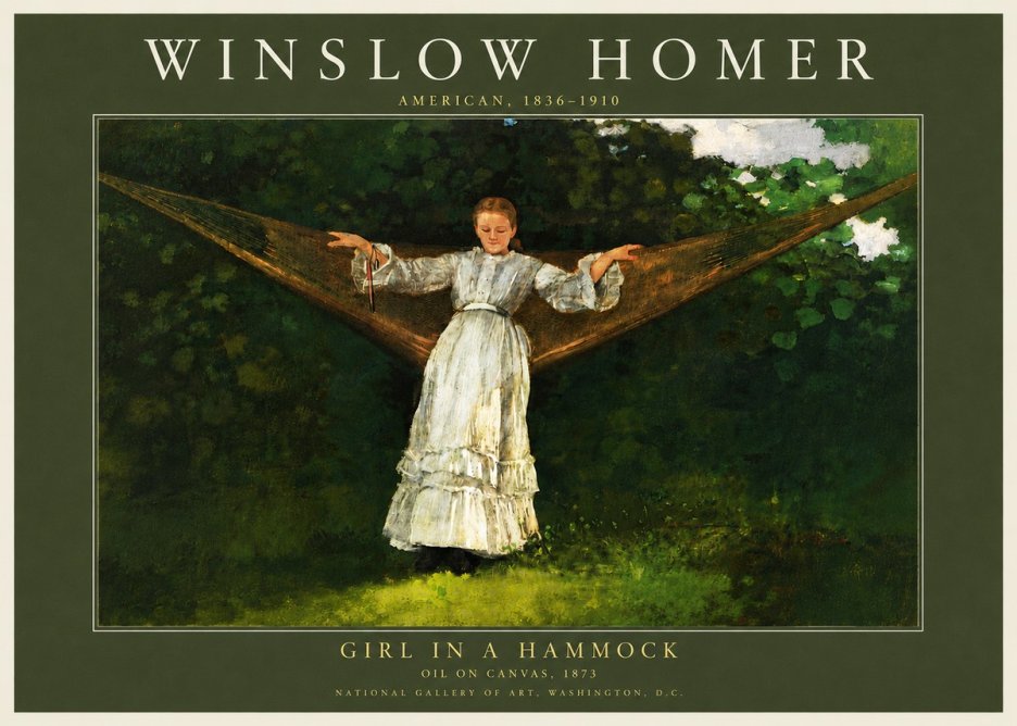 Winslow Homer Girl in a Hammock No5 - Plakát