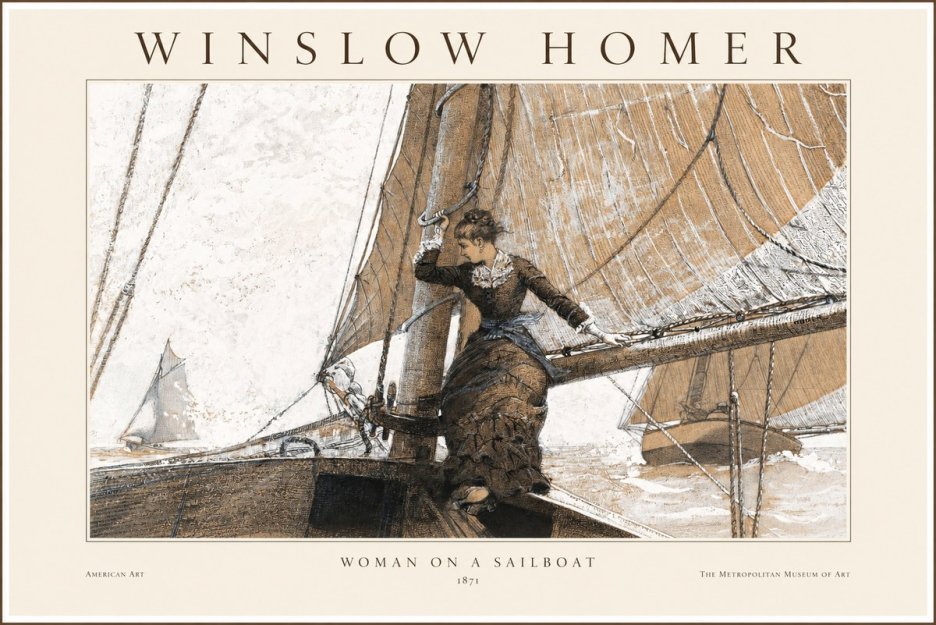 Winslow Homer Woman on a Sailboat No1 - Plakát