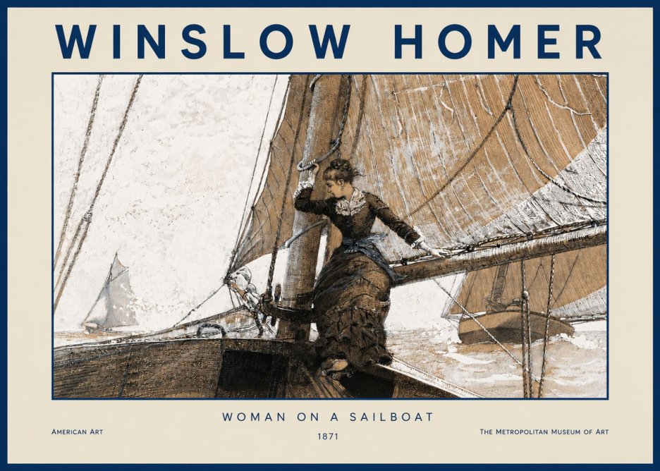 Winslow Homer Woman on a Sailboat No2 - Plakát