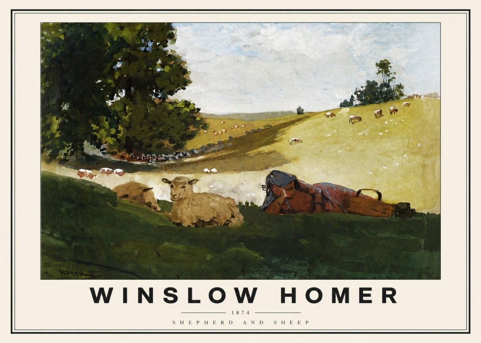 Winslow Homer Shepherd and Sheep No3 - Plakát